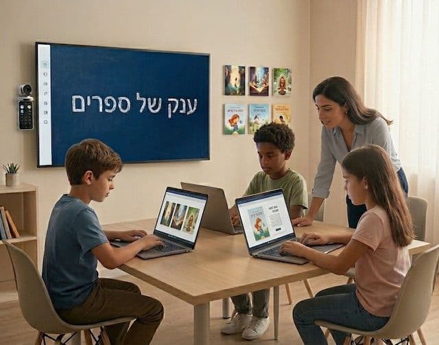 כיתה עם ענק של ספרים